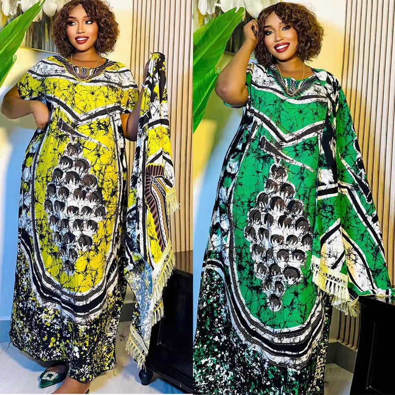 Boubou avec voile assorti