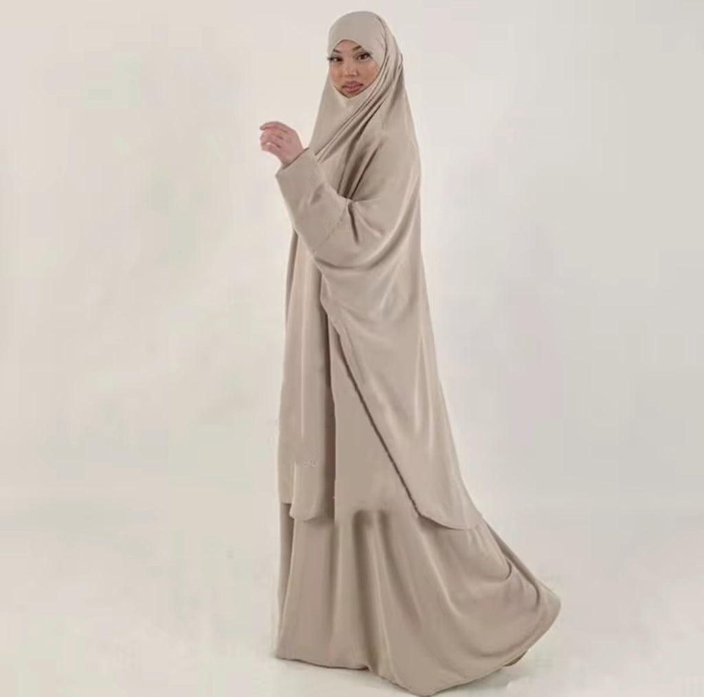 🌸 Ensemble Khimar & Jupe 2 Pièces en Tissu Jazz – Confort Ultime & Modestie