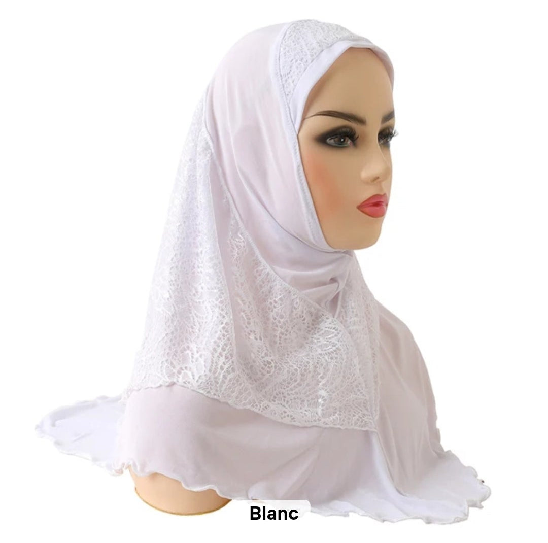 Hijab dentelle à enfiler