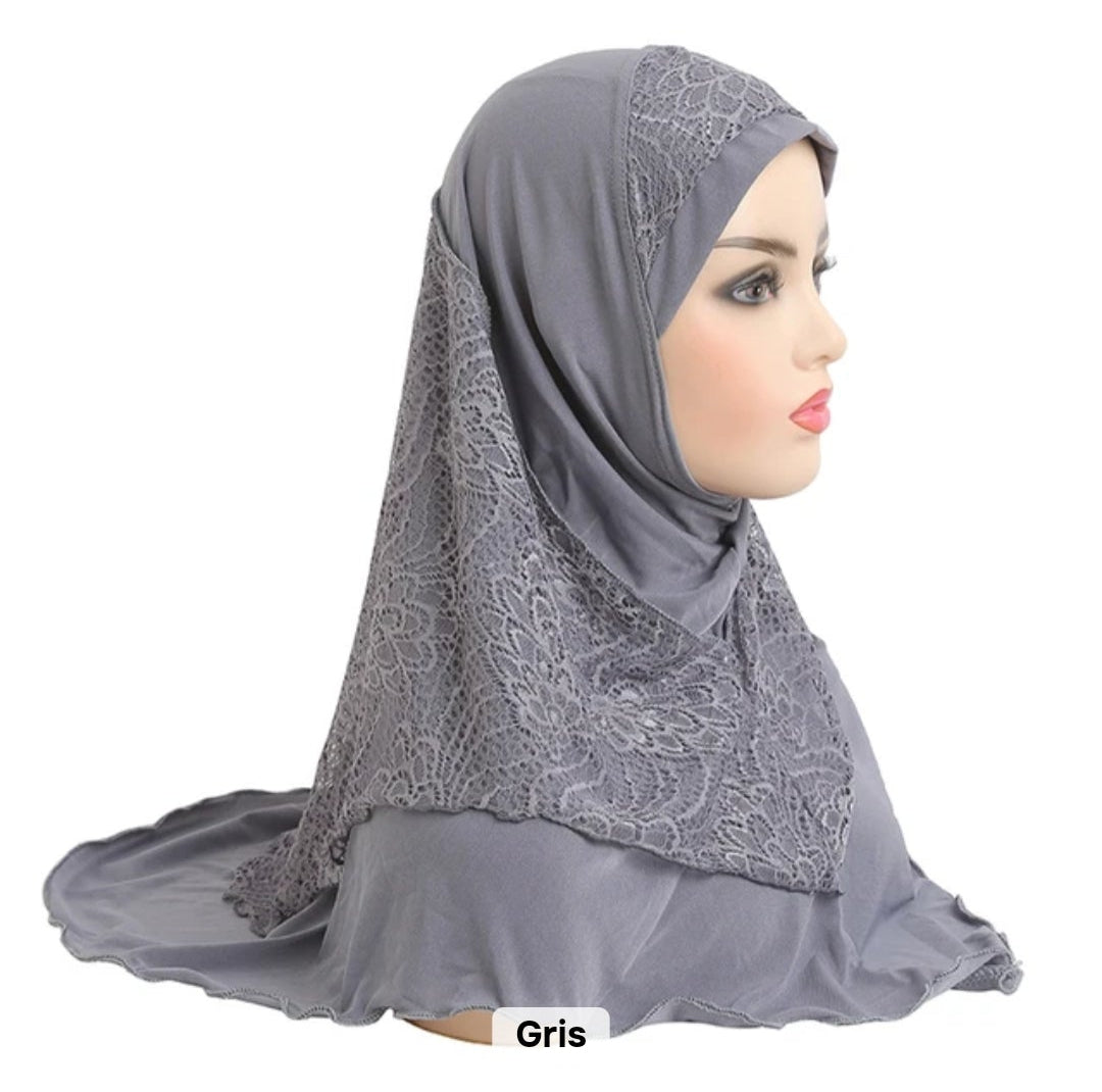 Hijab dentelle à enfiler