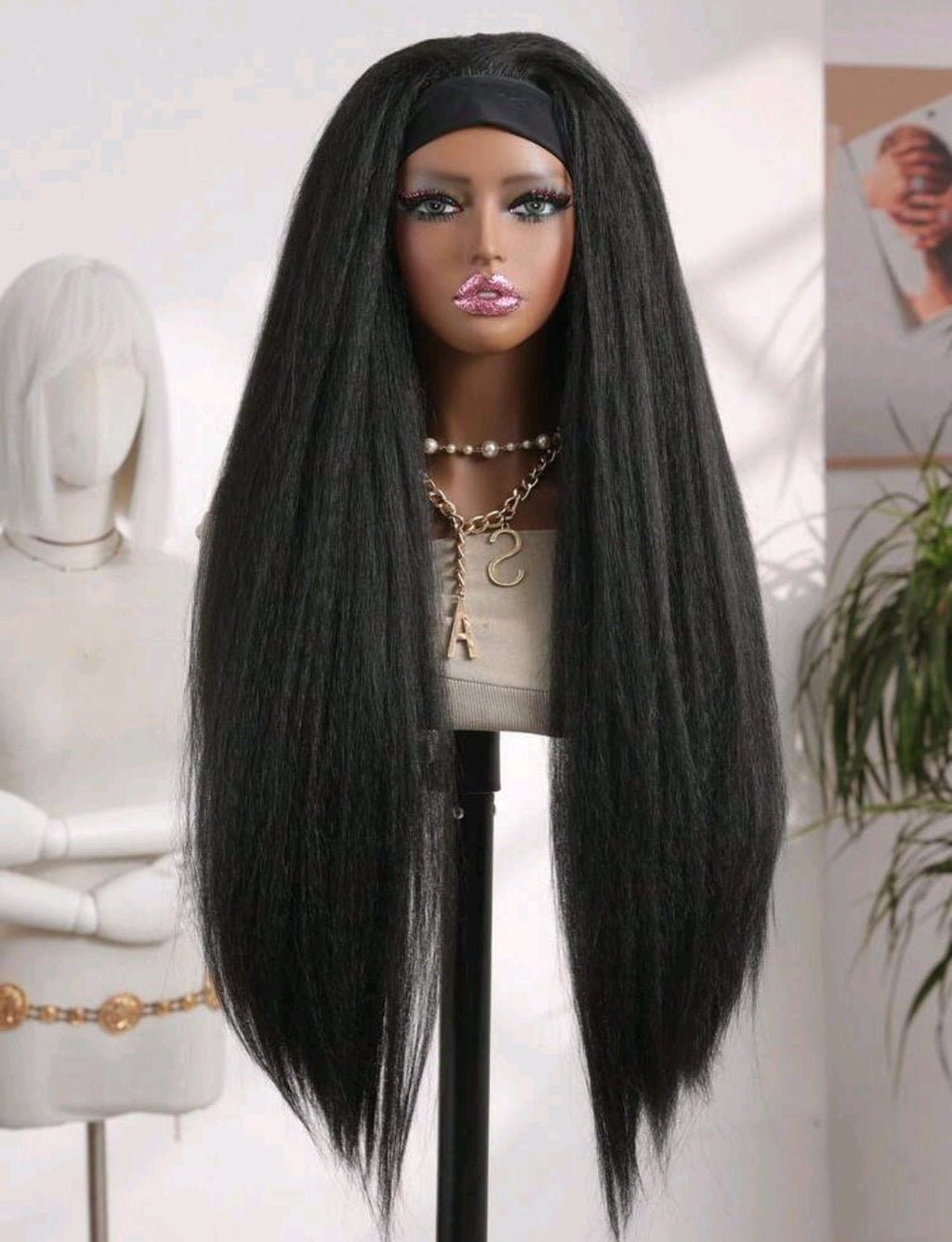 Perruque Bandeau Yaki Naturelle  26 pouces brésilienne Human hair – Volume & Élégance Sans Effort