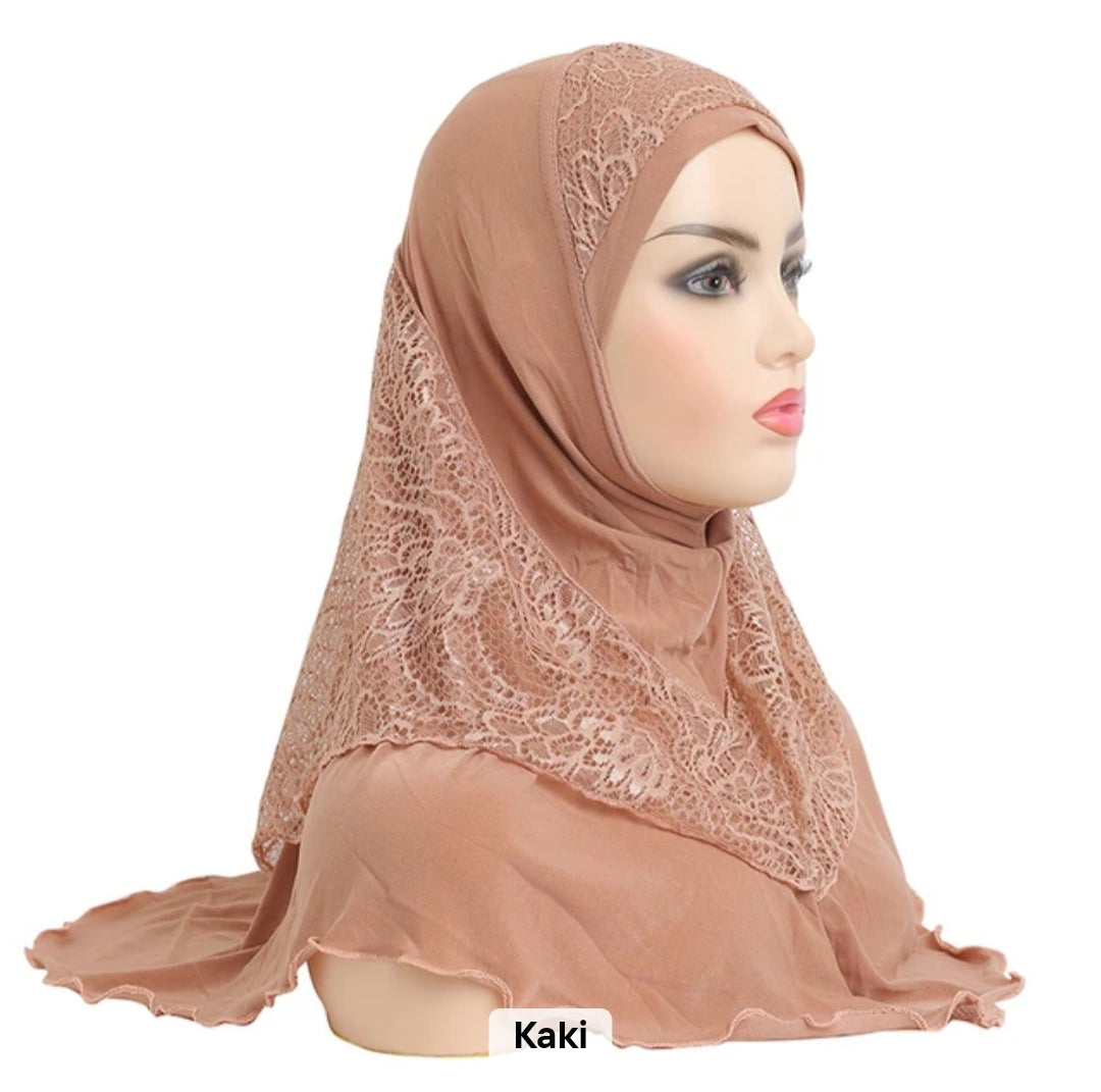 Hijab dentelle à enfiler