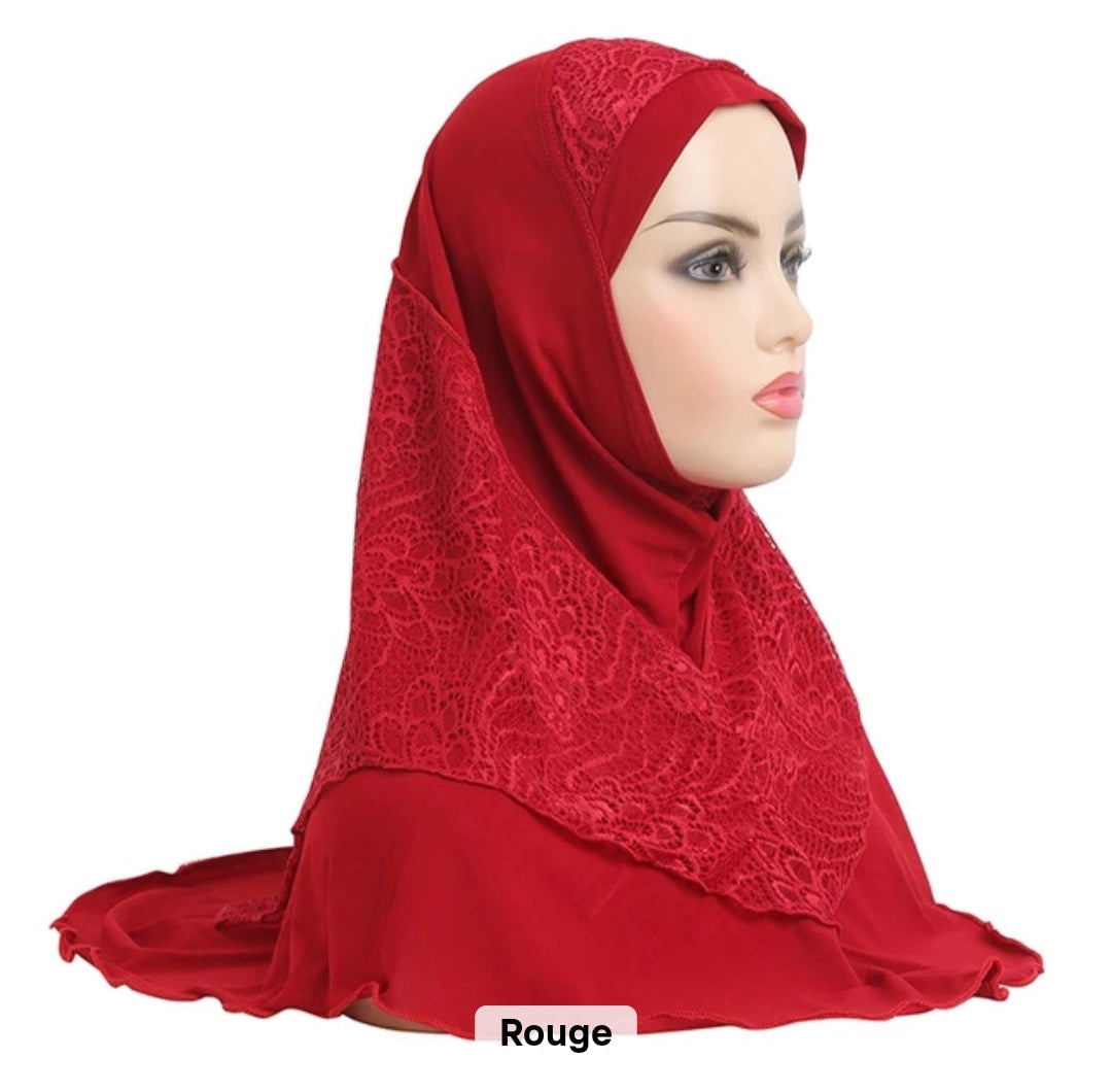 Hijab dentelle à enfiler