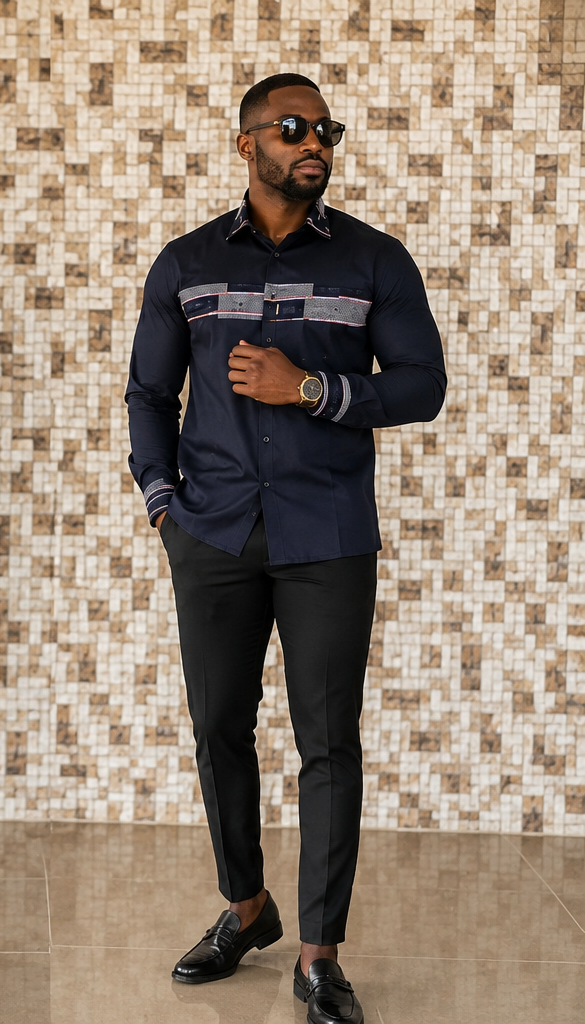 Chemise en coton avec empreinte en wax
