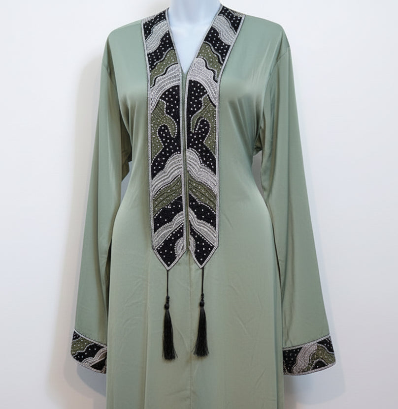 Abaya Strass vert