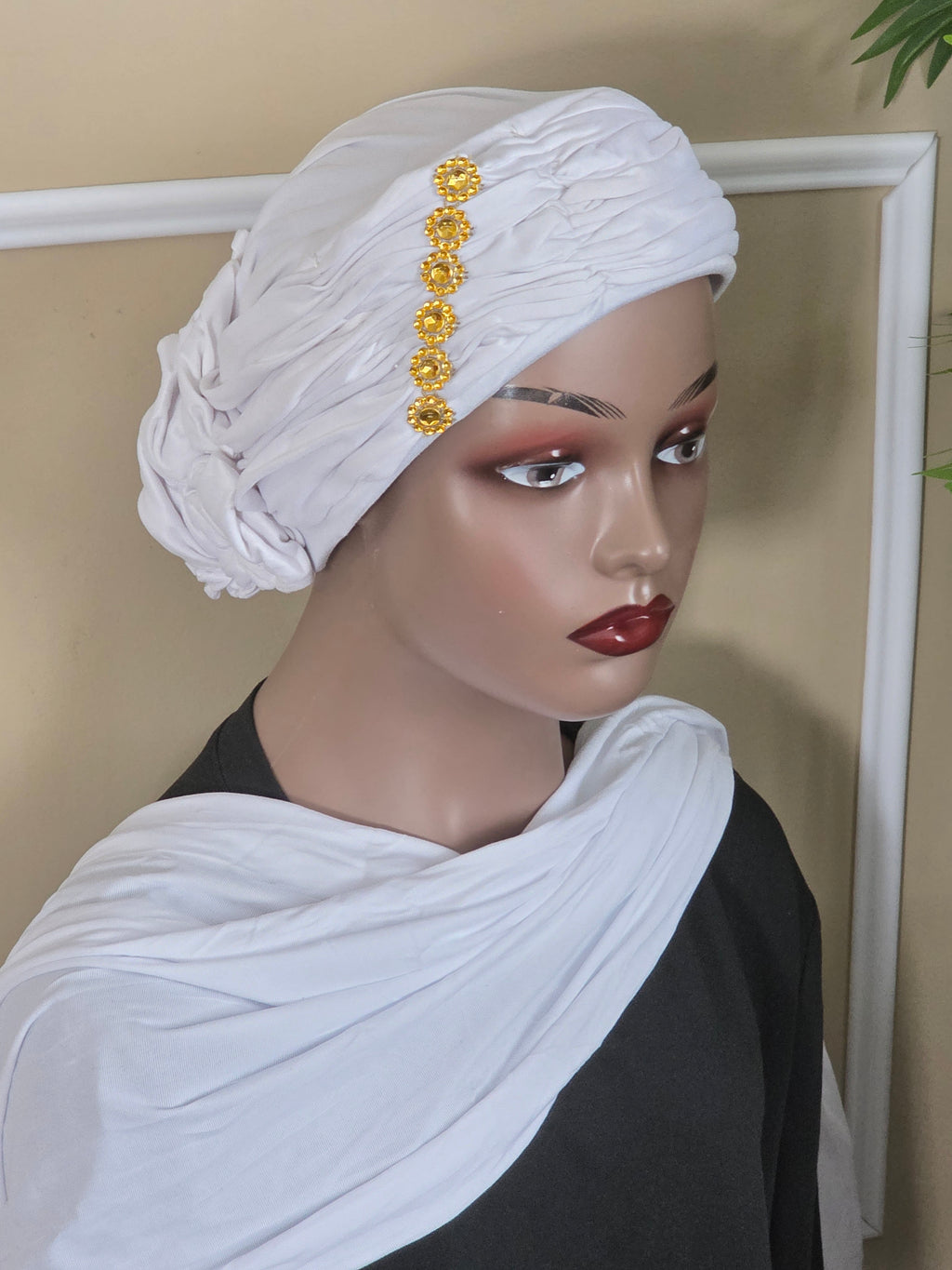 Turban strass avec foulard assorti
