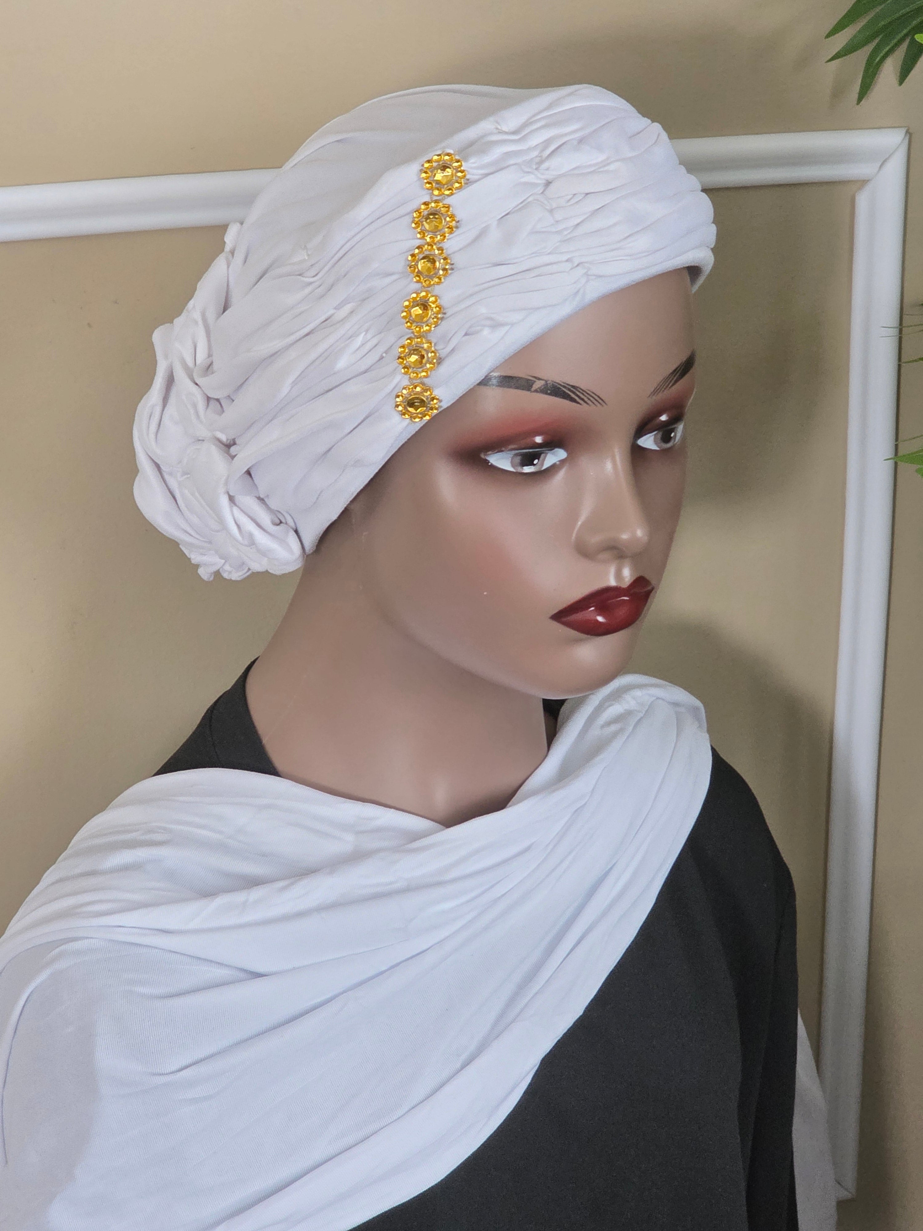 Turban strass avec foulard assorti