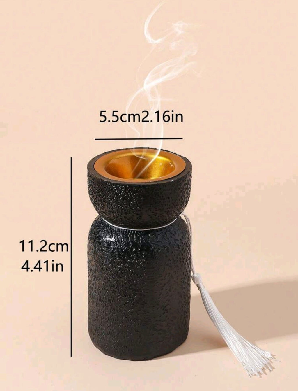 Brûleur d’Encens Artisanal Noir – Élégance Zen