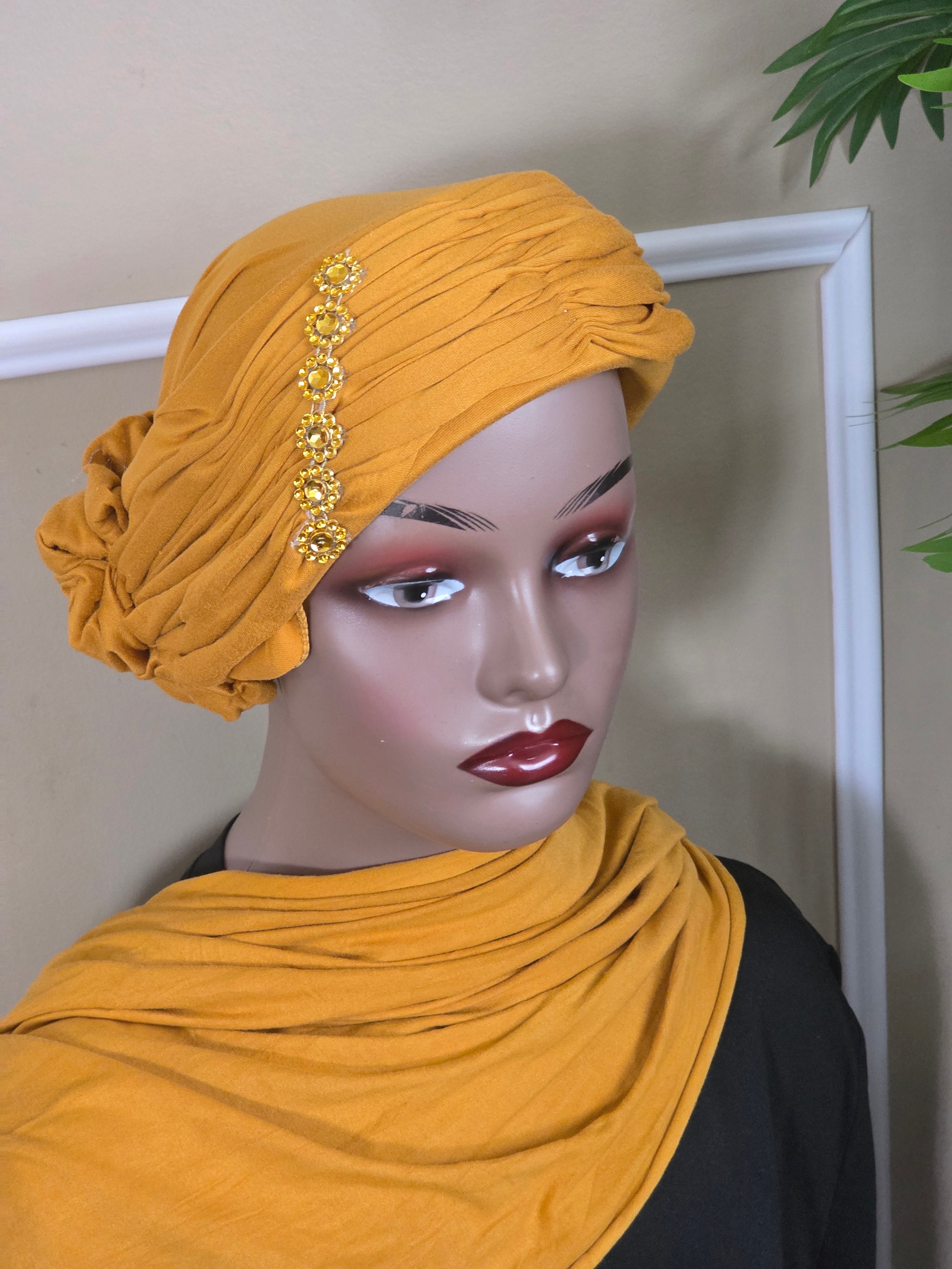 Turban strass avec foulard assorti