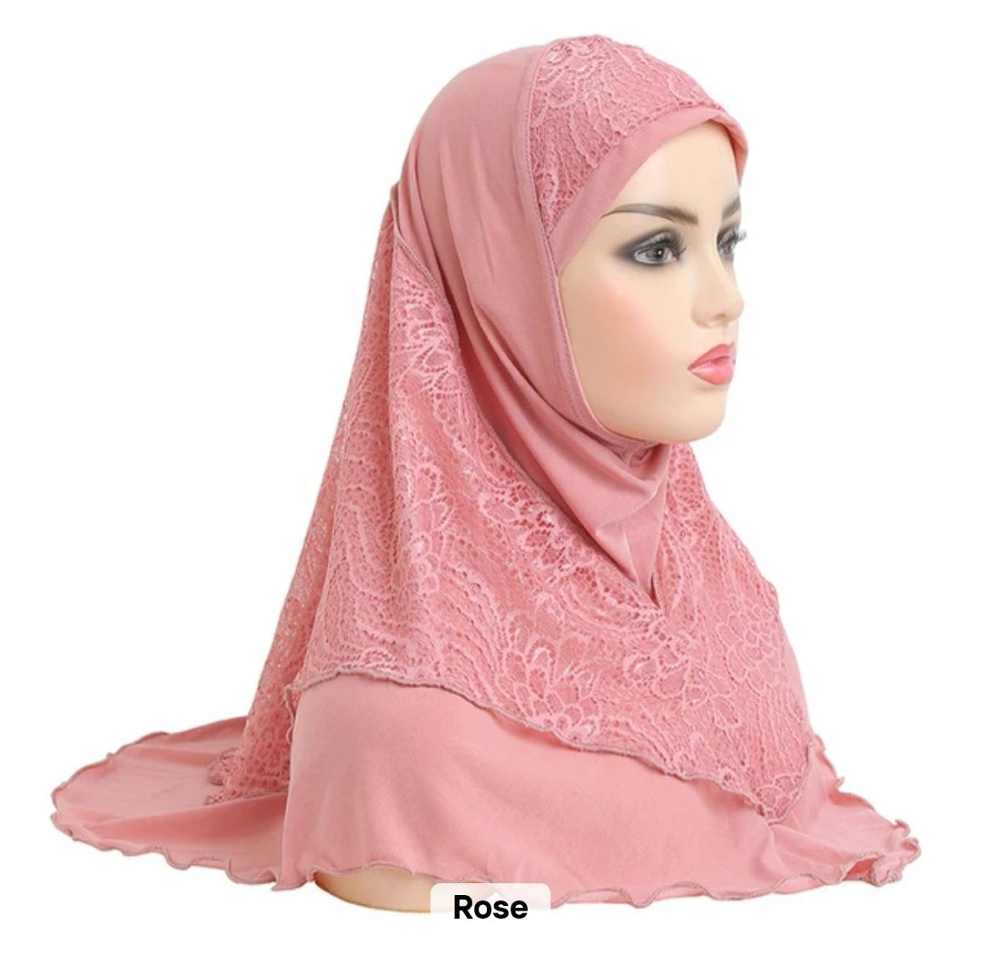 Hijab dentelle à enfiler