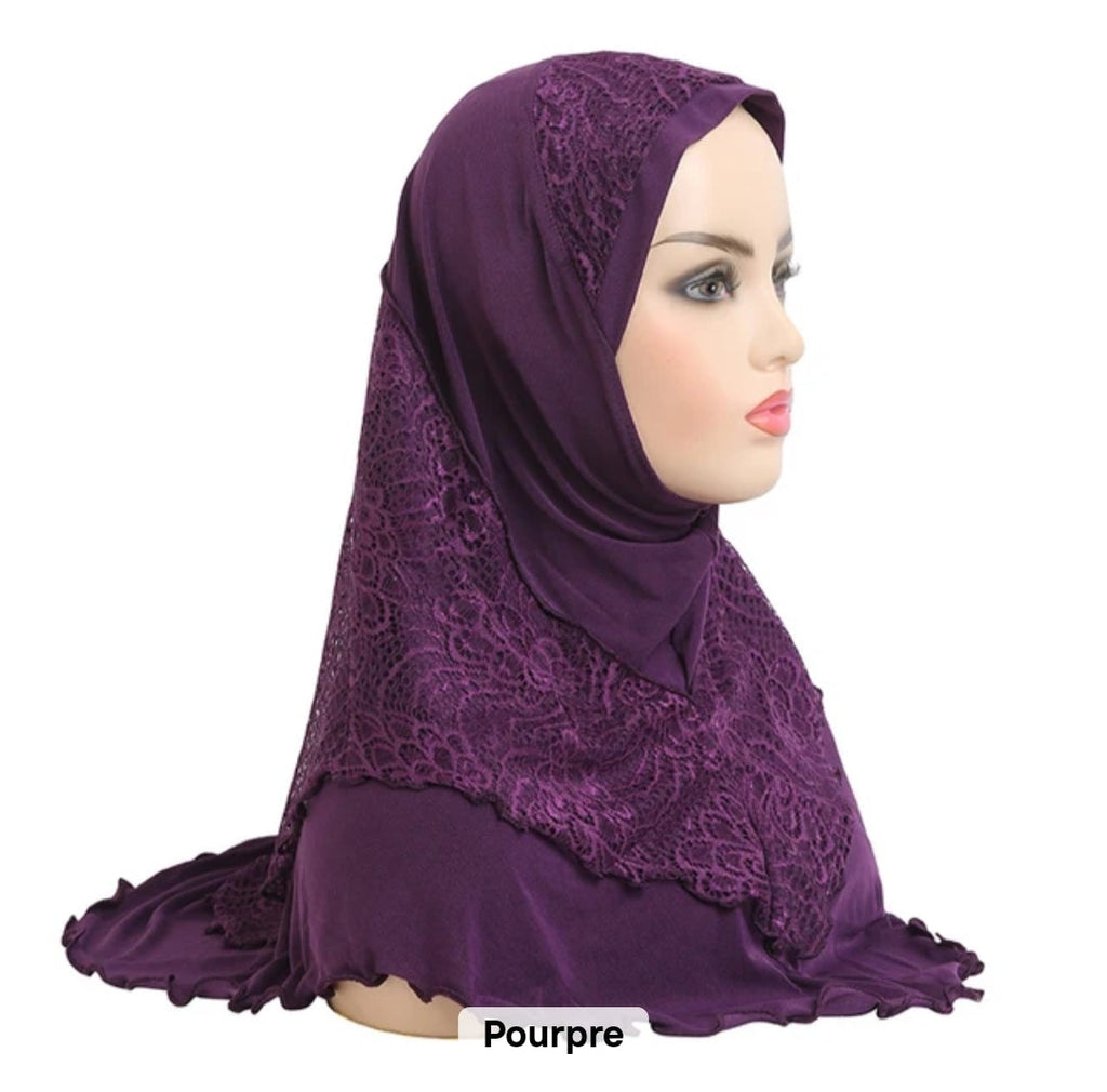 Hijab dentelle à enfiler