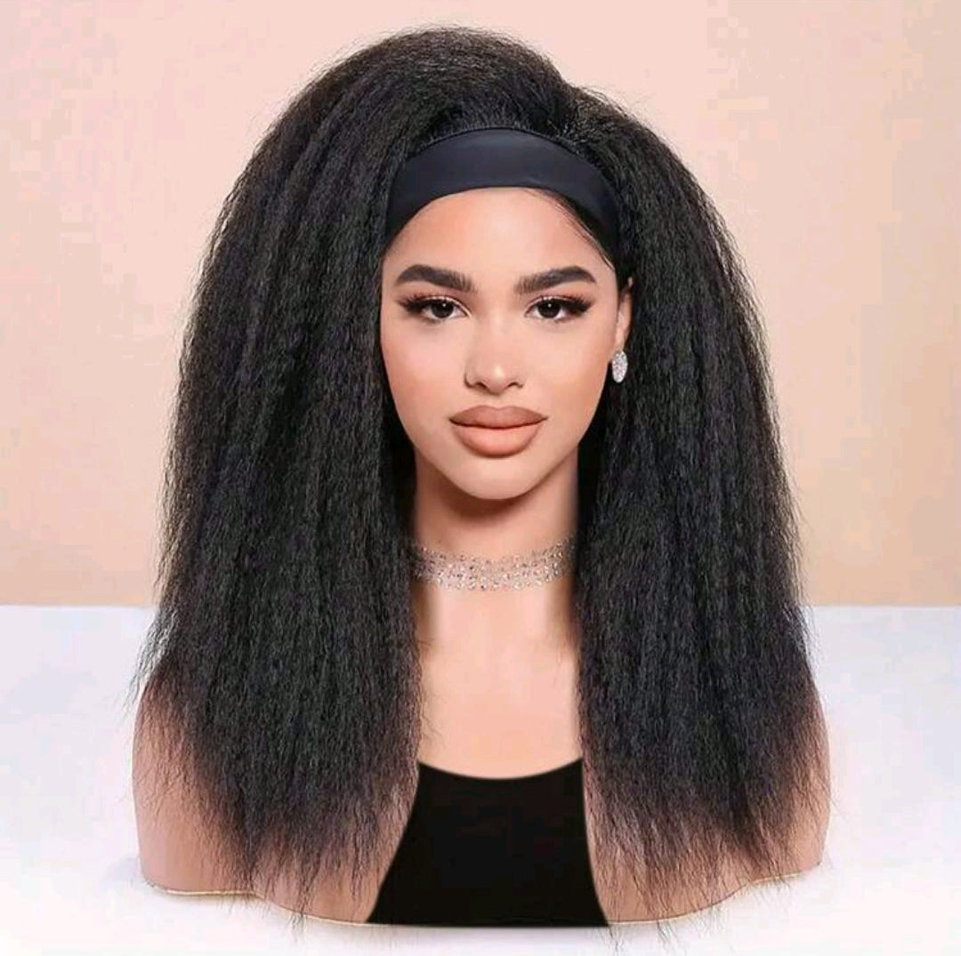 Perruque Bandeau Yaki Naturelle  18 pouces brésilienne human hair – Volume & Élégance Sans Effort