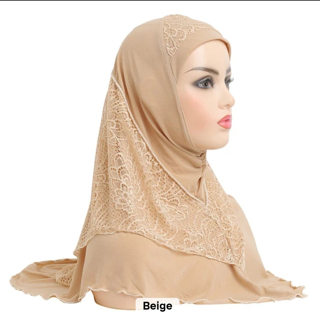 Hijab dentelle à enfiler