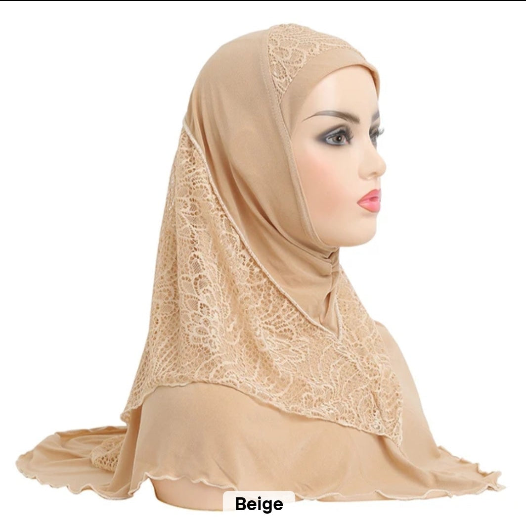 Hijab dentelle à enfiler