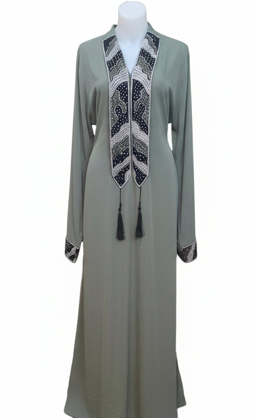 Abaya Strass vert