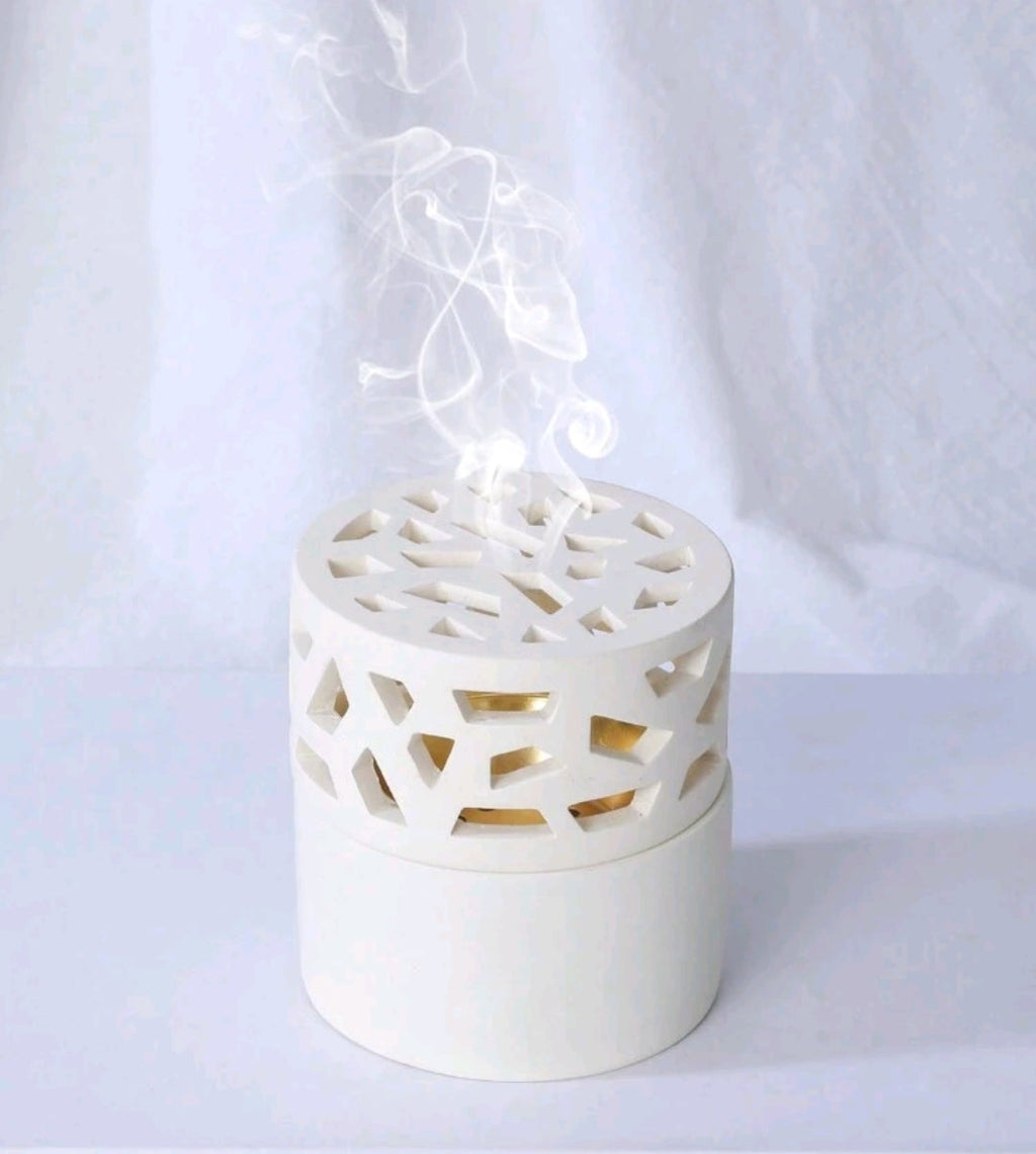 Brûleur d’Encens Architectural - Éclipse Blanche