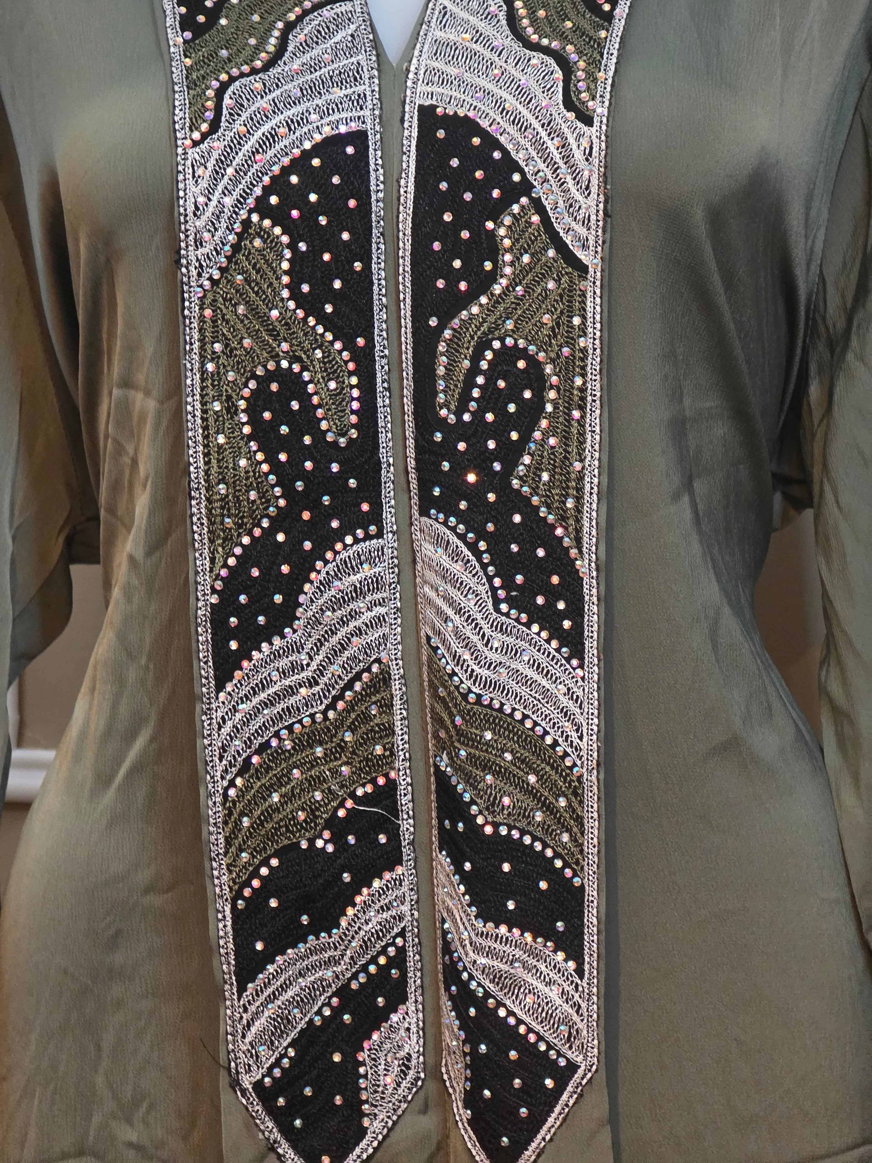 Abaya Strass vert